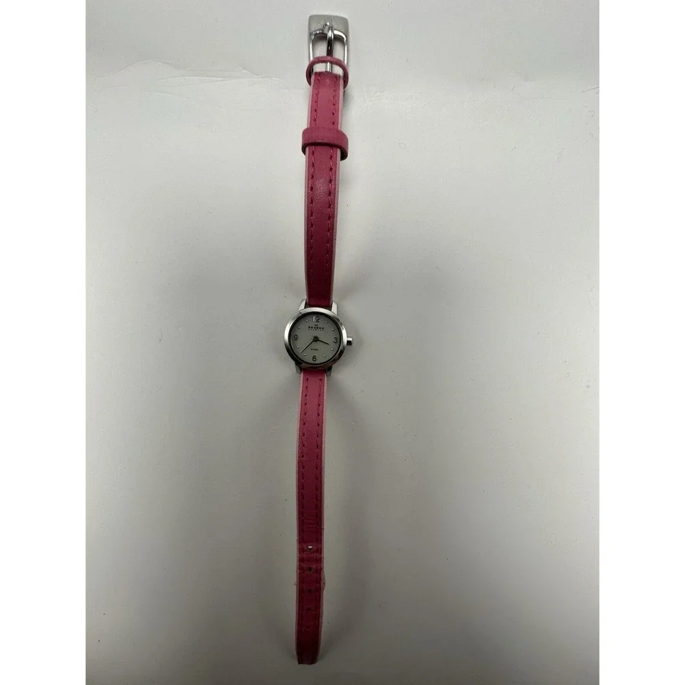 Skagen Steel 345SSLP Ladies Slim MOP‎ Watch New Battery 19MM 7.25